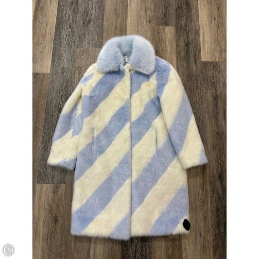 Coat Faux Fur & Sherpa By Maeve In Blue & Cream, Size: S