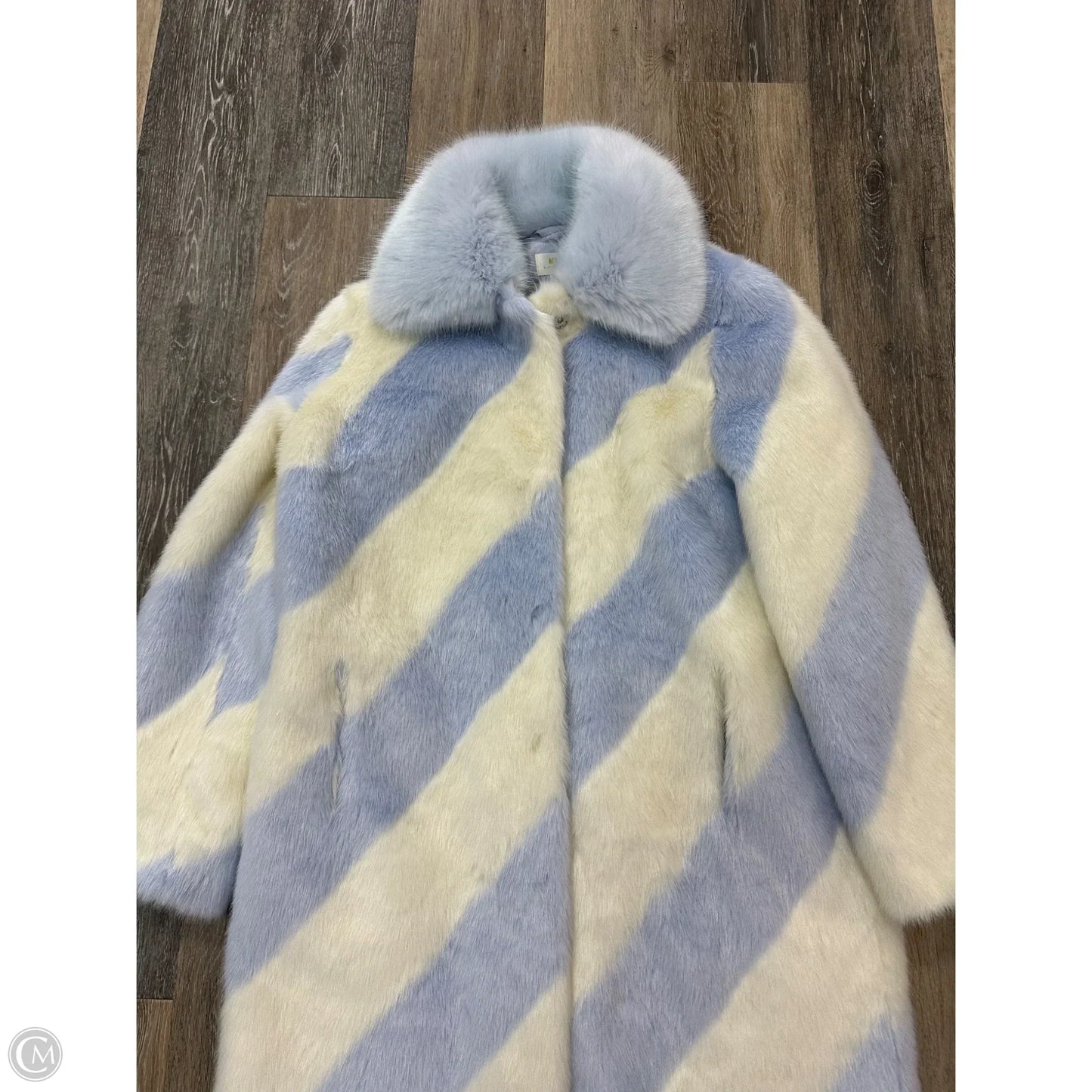 Coat Faux Fur & Sherpa By Maeve In Blue & Cream, Size: S