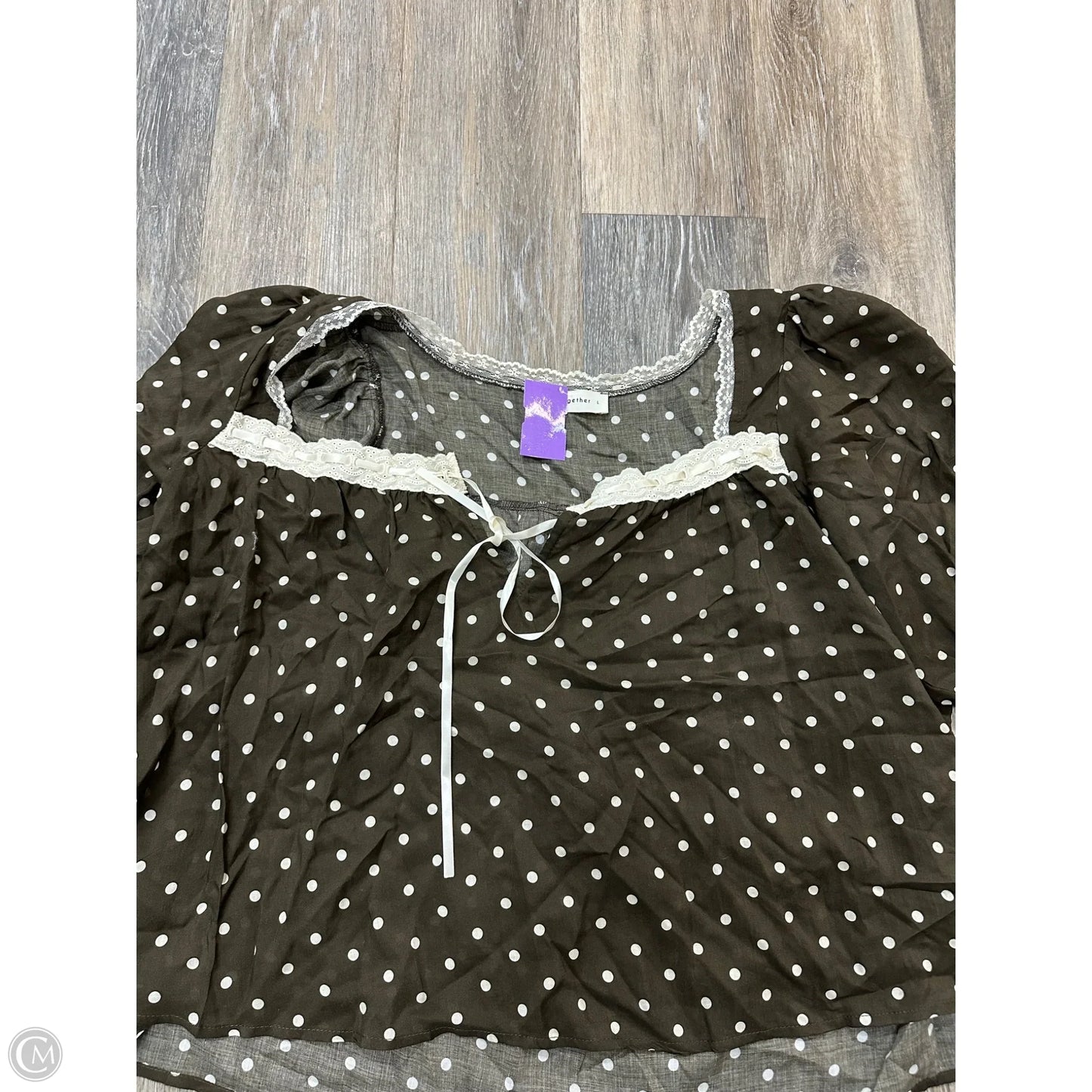 Blouse Short Sleeve By By Together In Polkadot Pattern, Size: L
