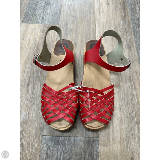 Sandals Heels Block By Troentorps In Red & Tan, Size: 10