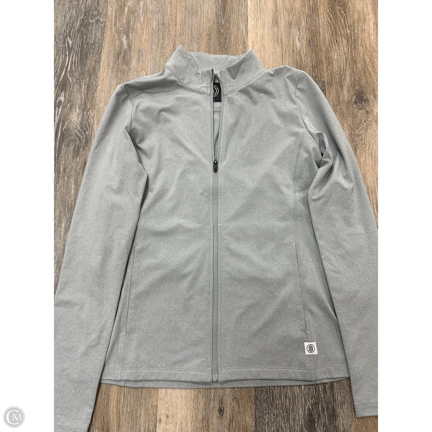 -Athletic Top Long Sleeve Collar By Greatness Wins In Grey, Size: S