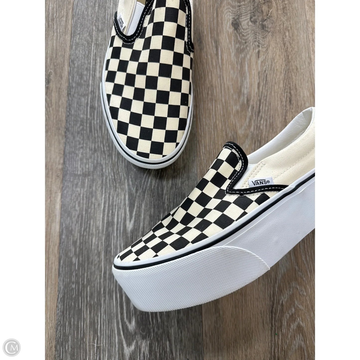 Shoes Flats By Vans In Black & Cream, Size: 8