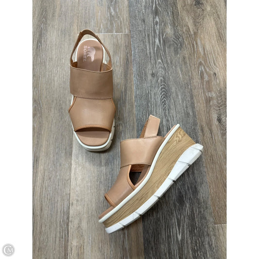Sandals Heels Wedge By Sorel In Tan, Size: 8