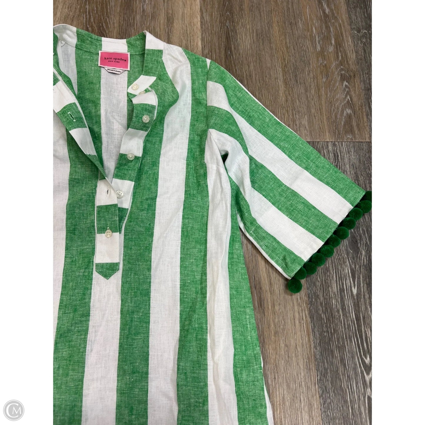 Dress Designer By Kate Spade In Green & White, Size: Xxs