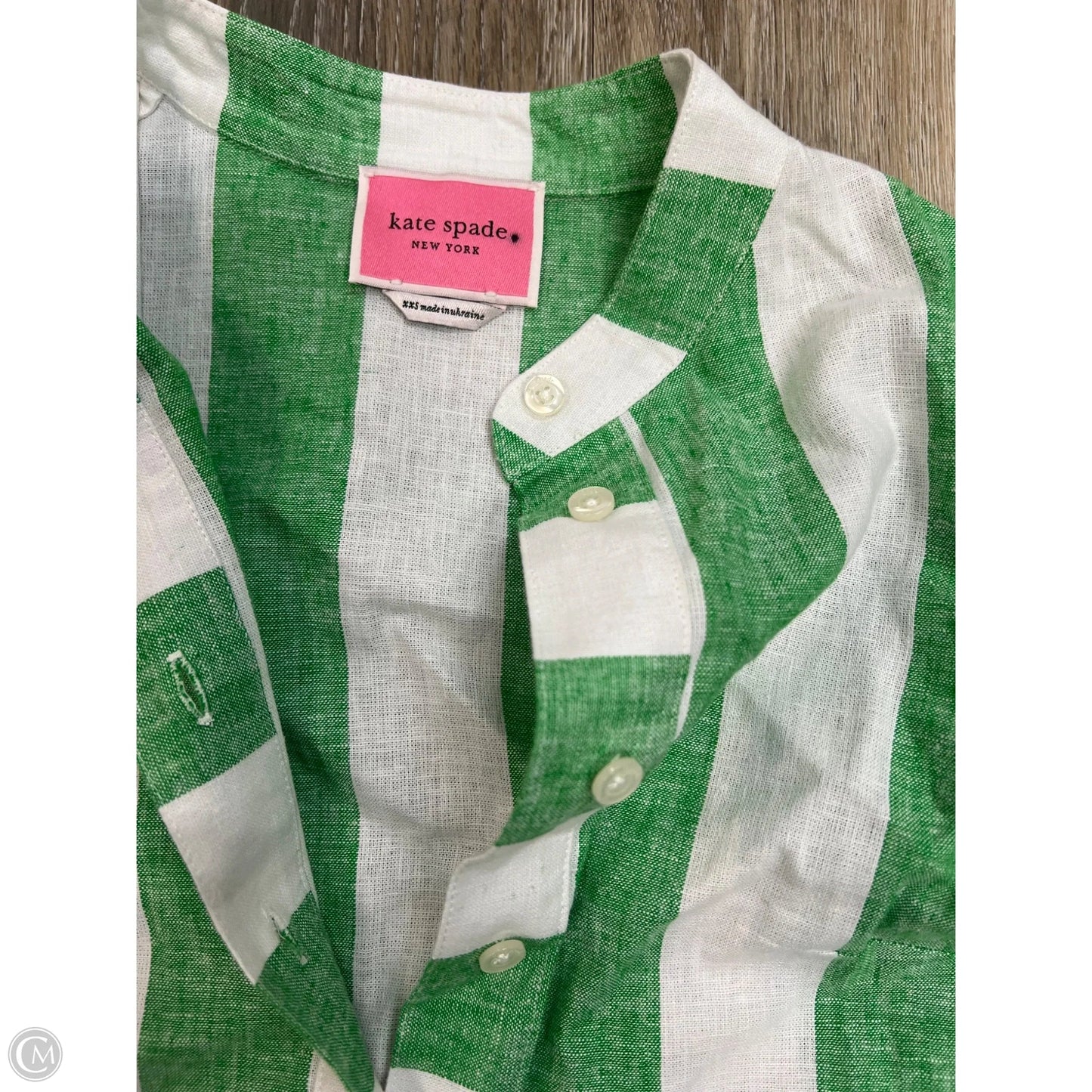 Dress Designer By Kate Spade In Green & White, Size: Xxs