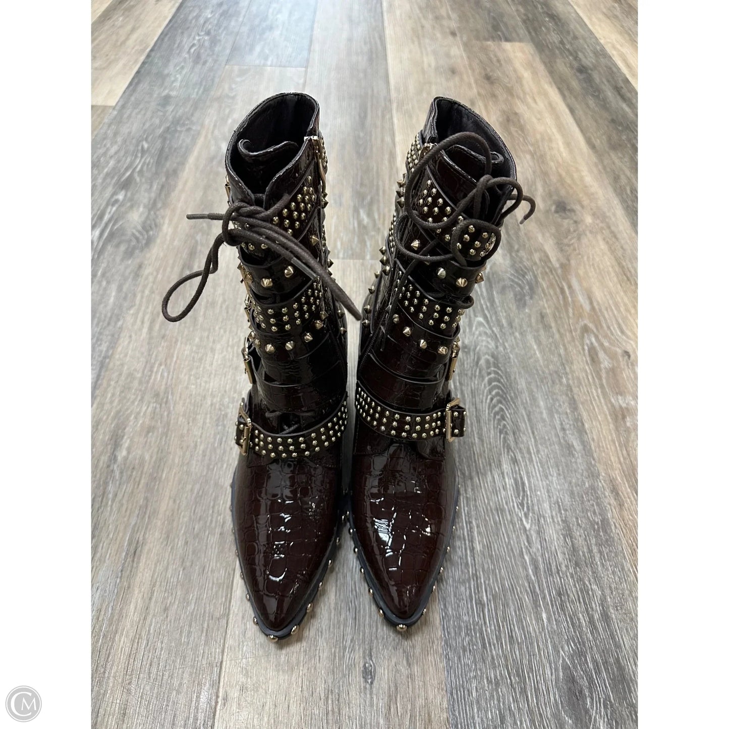 Boots Ankle Heels By Azalea Wang In Maroon, Size: 8