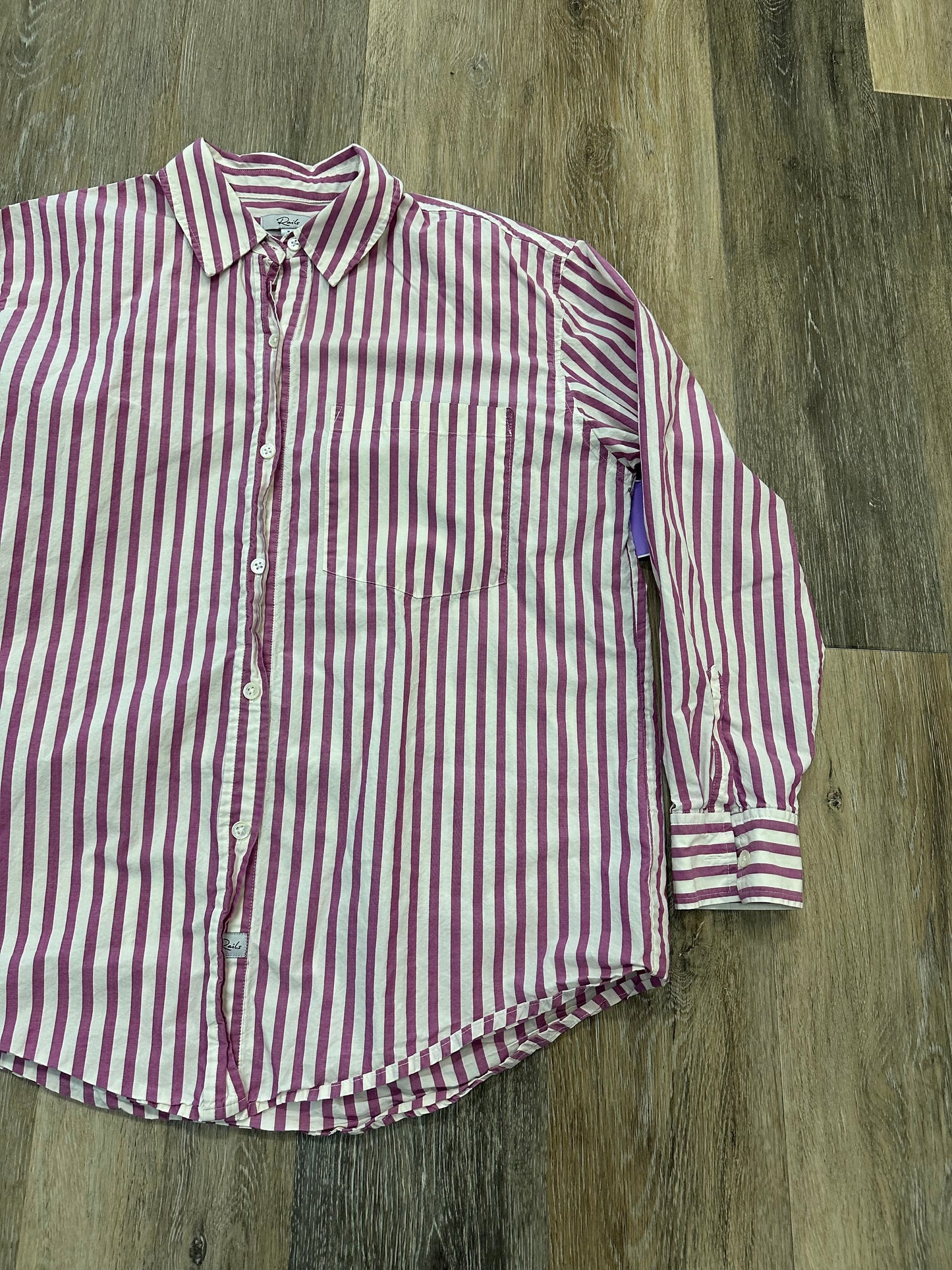 Blouse Long Sleeve By Rails In Purple & White, Size: S