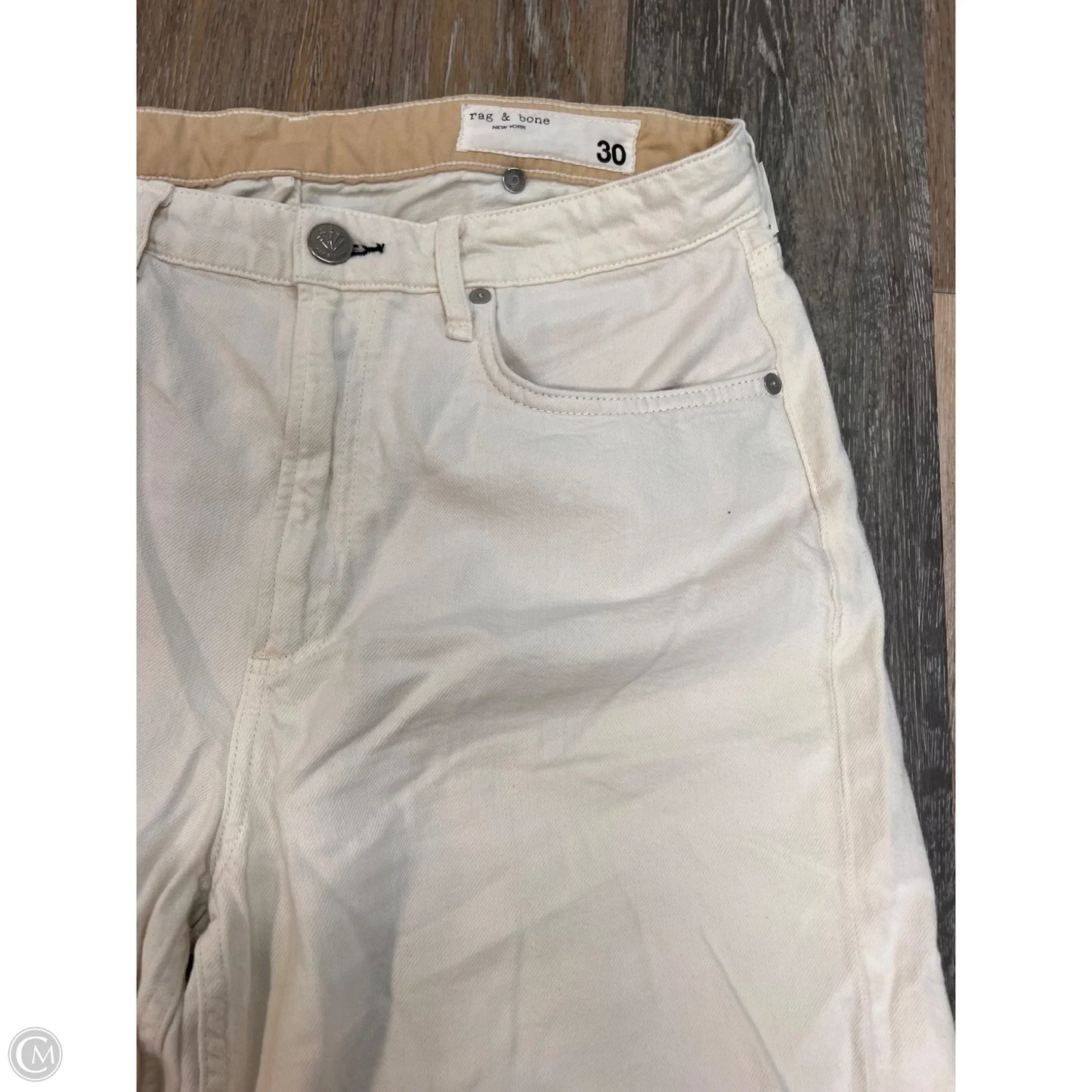 Jeans Wide Leg By Rag & Bones Jeans In White Denim, Size: 10/30
