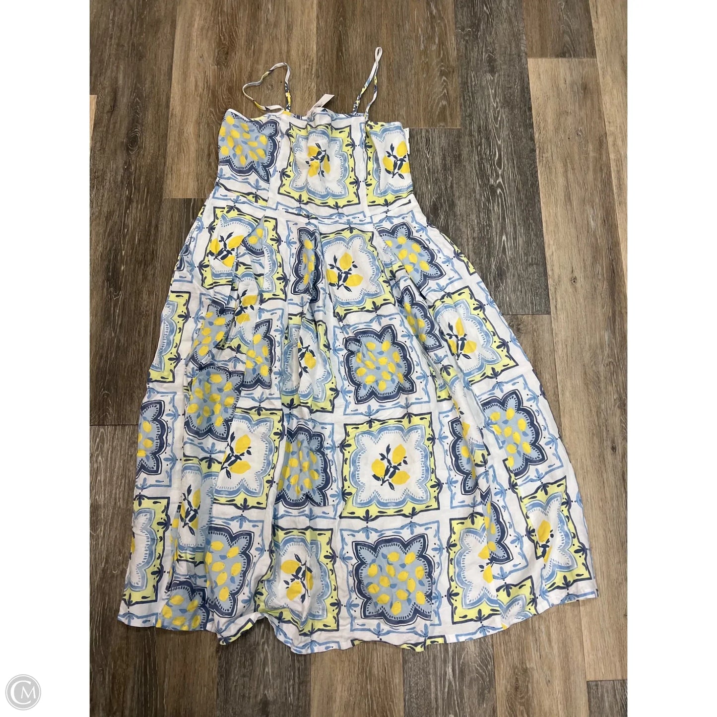 Dress Casual Maxi By Loft In White & Yellow, Size: 8