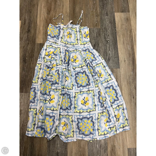 Dress Casual Maxi By Loft In White & Yellow, Size: 8