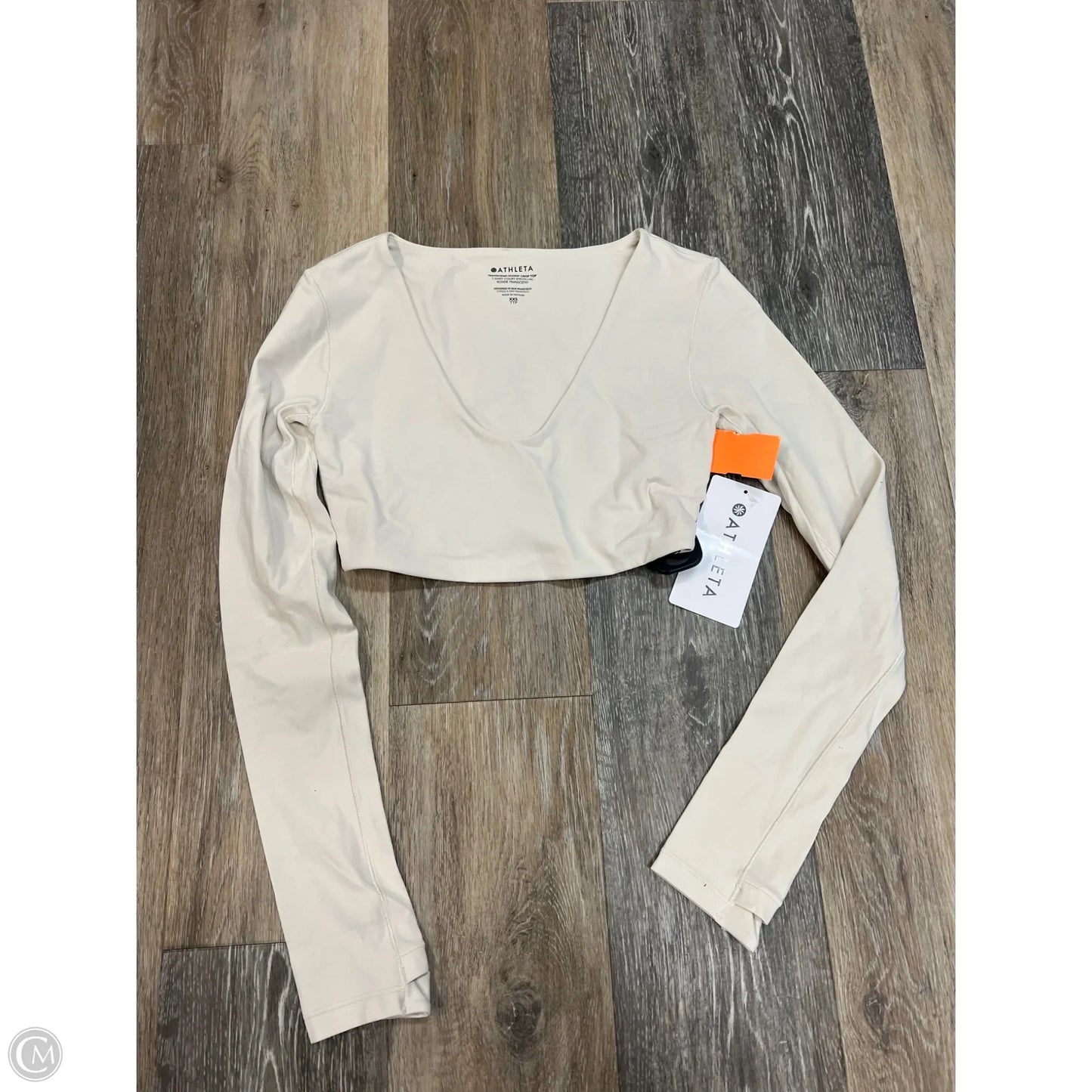 Athletic Top Long Sleeve Collar By Athleta In Tan, Size: Xxs