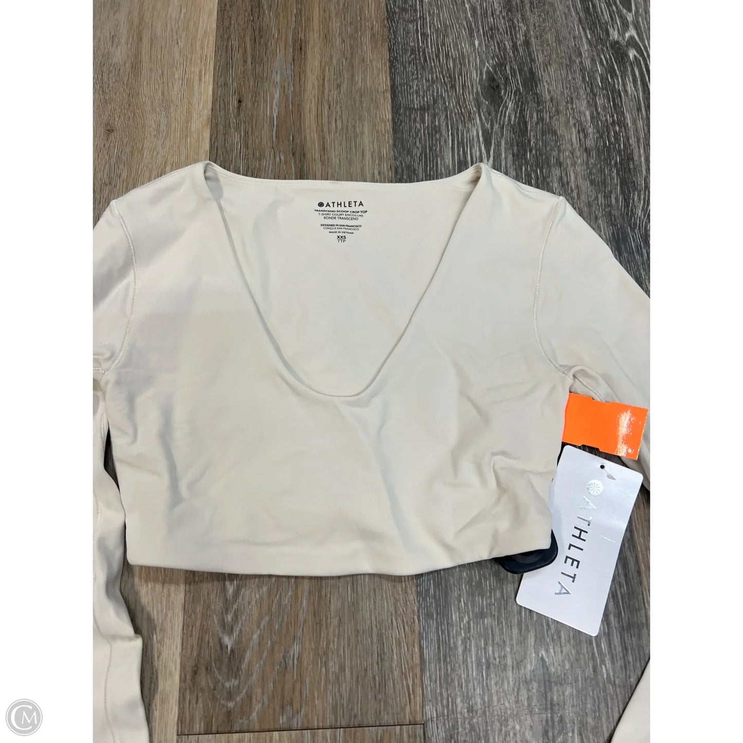 Athletic Top Long Sleeve Collar By Athleta In Tan, Size: Xxs