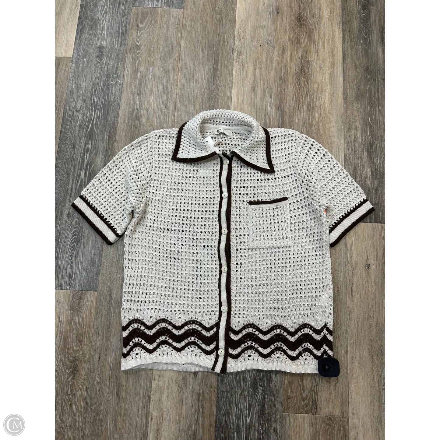 Sweater Short Sleeve By Dress To In Brown & White, Size: S