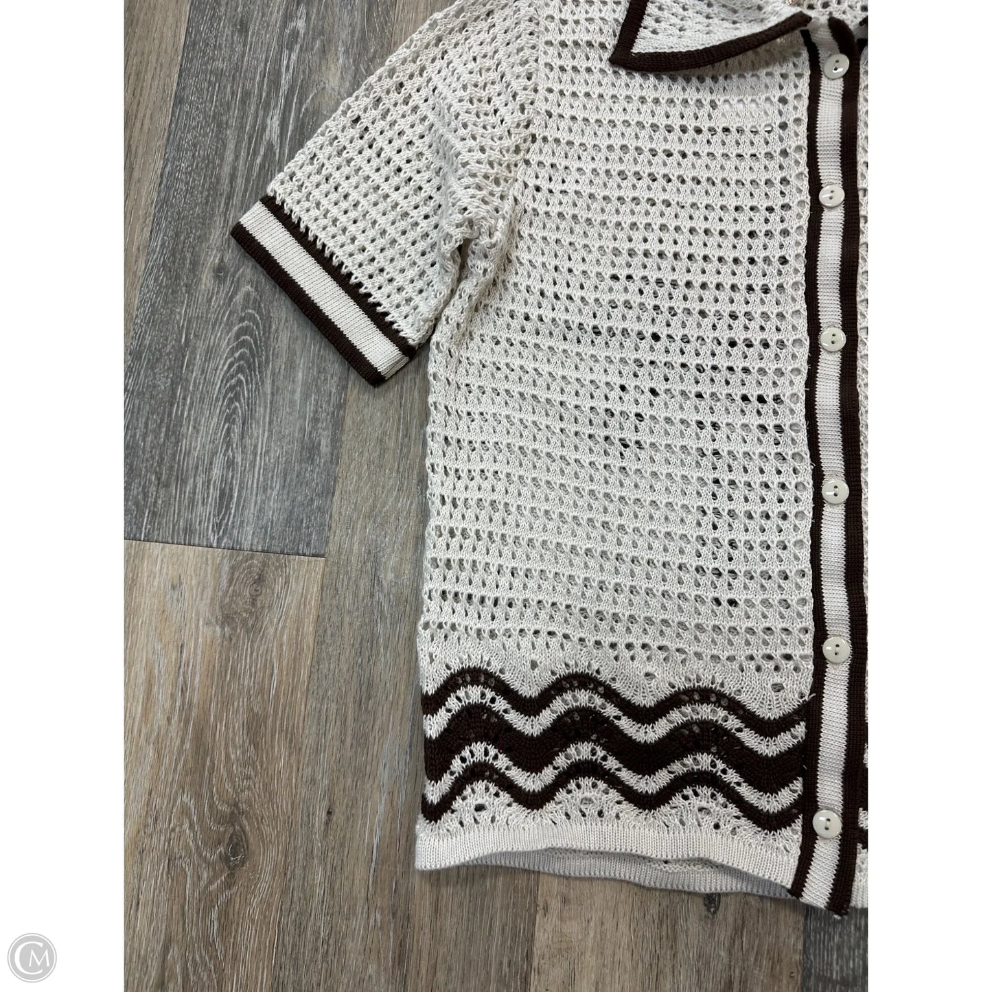 Sweater Short Sleeve By Dress To In Brown & White, Size: S