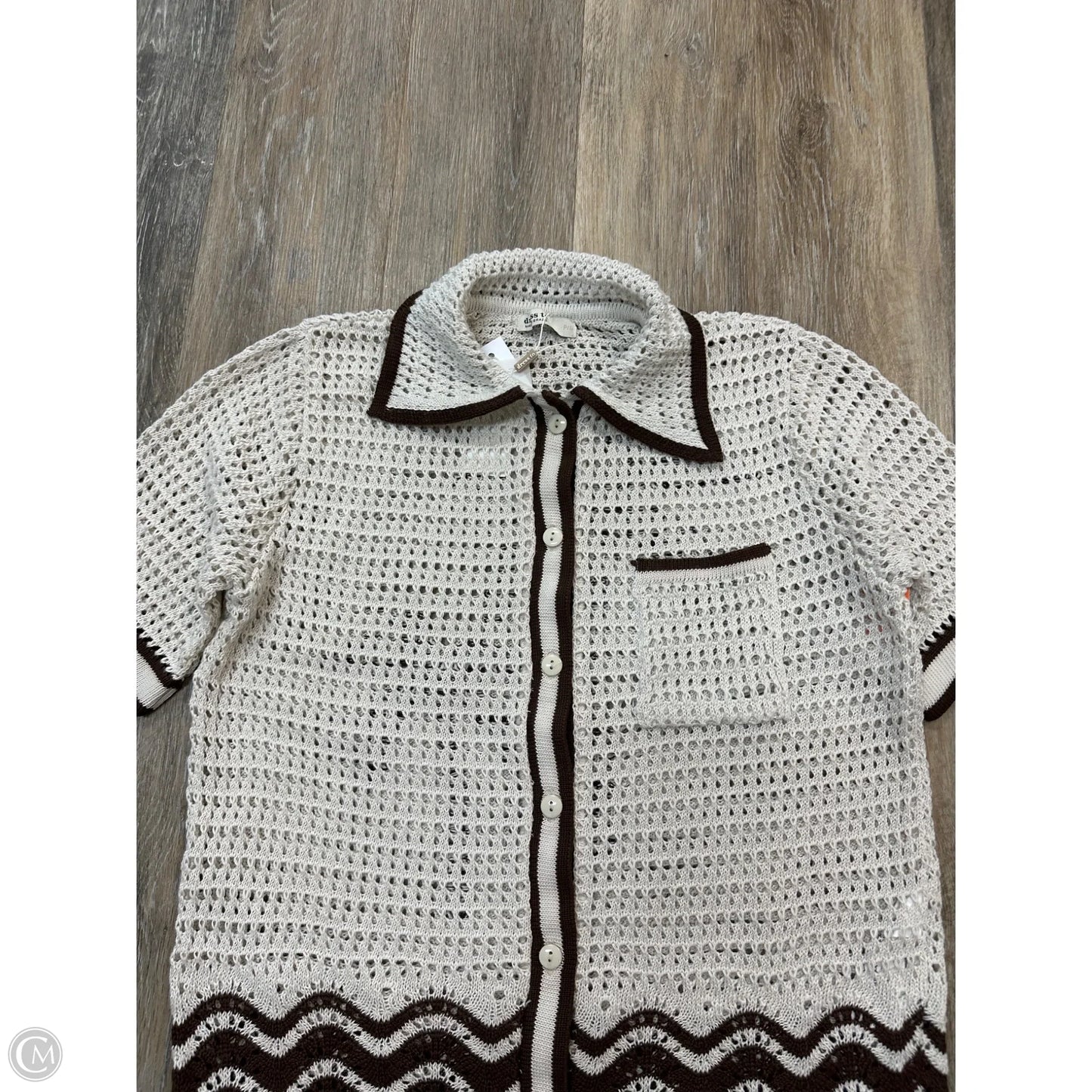 Sweater Short Sleeve By Dress To In Brown & White, Size: S