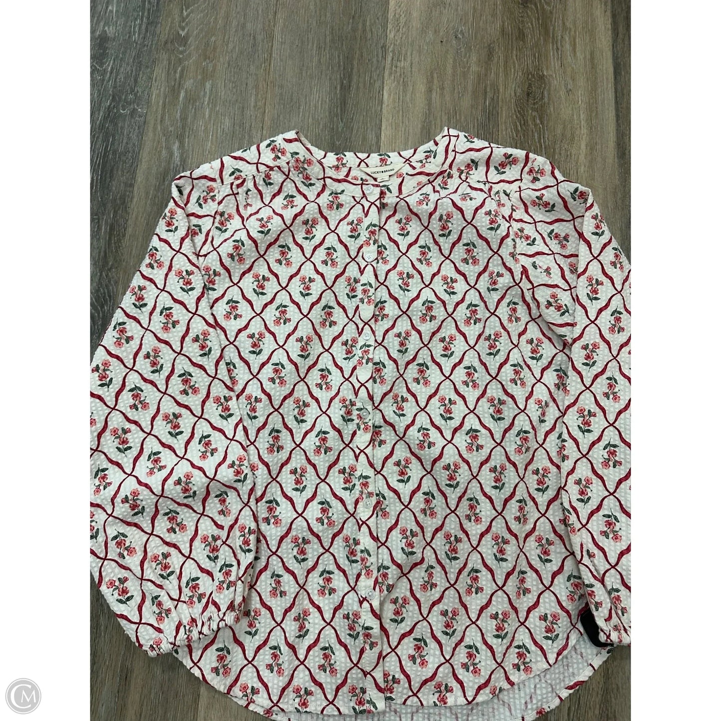 Blouse Long Sleeve By Lucky Brand In White, Size: M