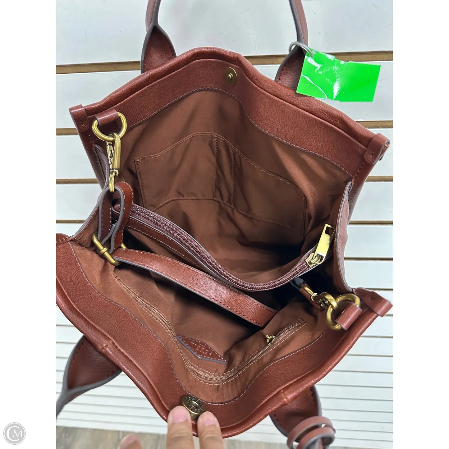 Handbag Leather By Fossil, Size: Large