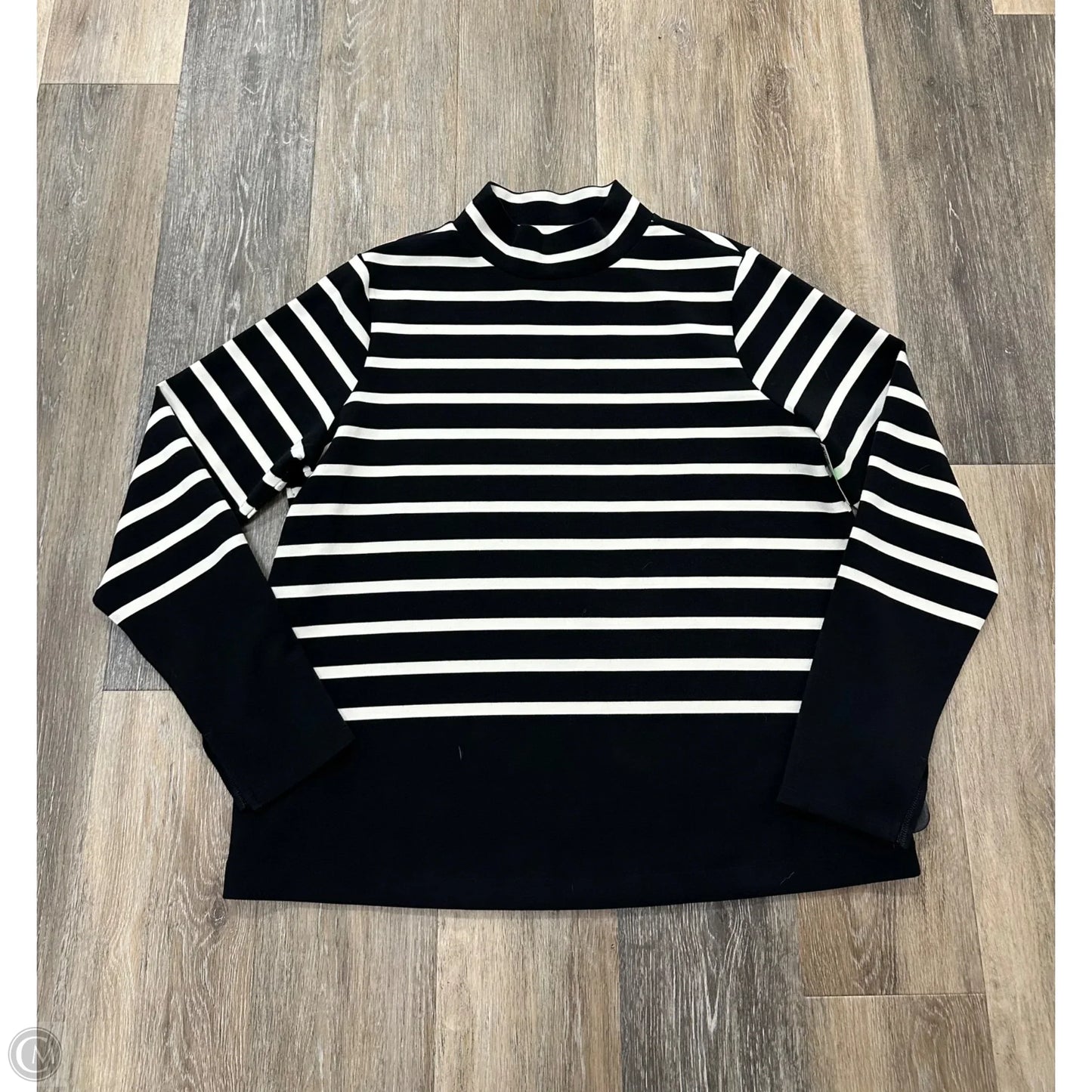 Top Long Sleeve By Spanx In Black & White, Size: Xl