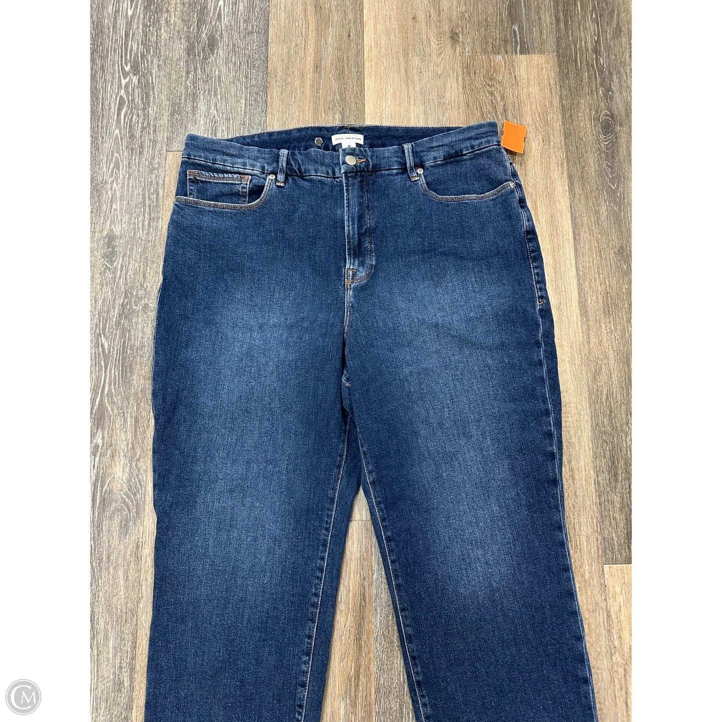 Jeans Straight By Good American In Blue Denim, Size: 18