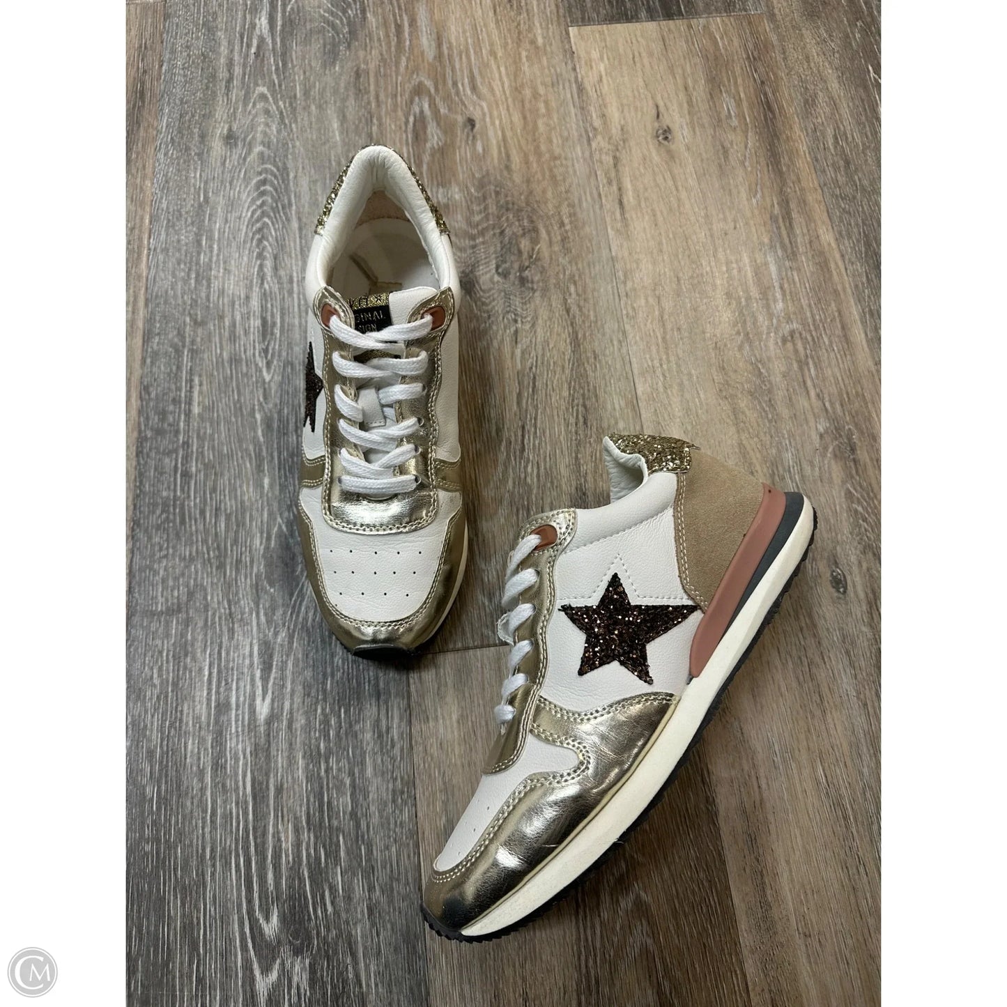 Shoes Sneakers By Vintage Havana In Gold & White, Size: 8.5