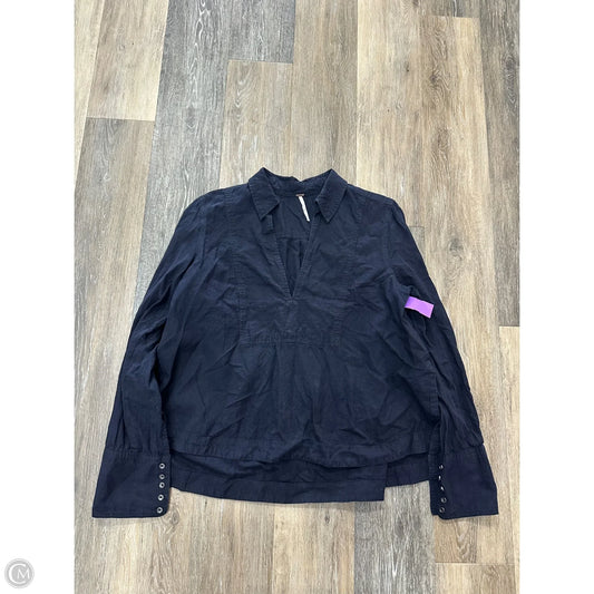 Blouse Long Sleeve By Free People In Navy, Size: L