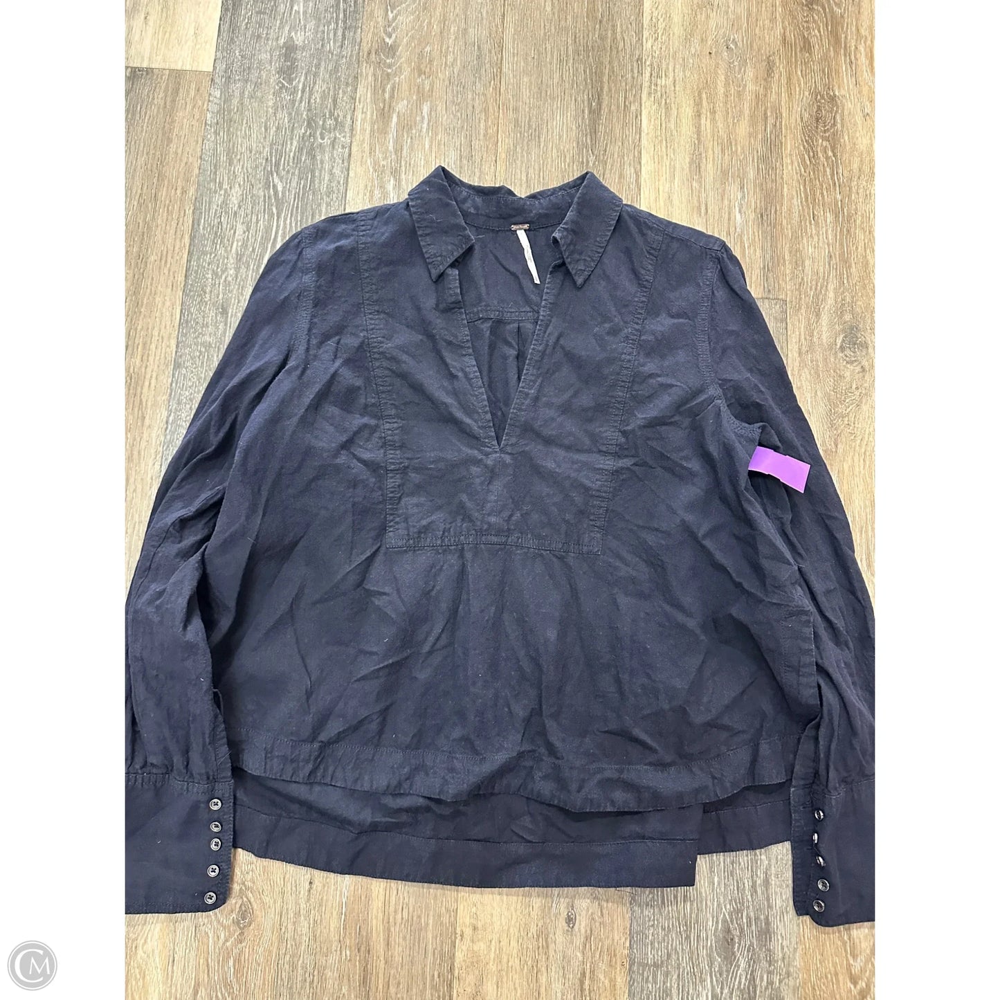 Blouse Long Sleeve By Free People In Navy, Size: L