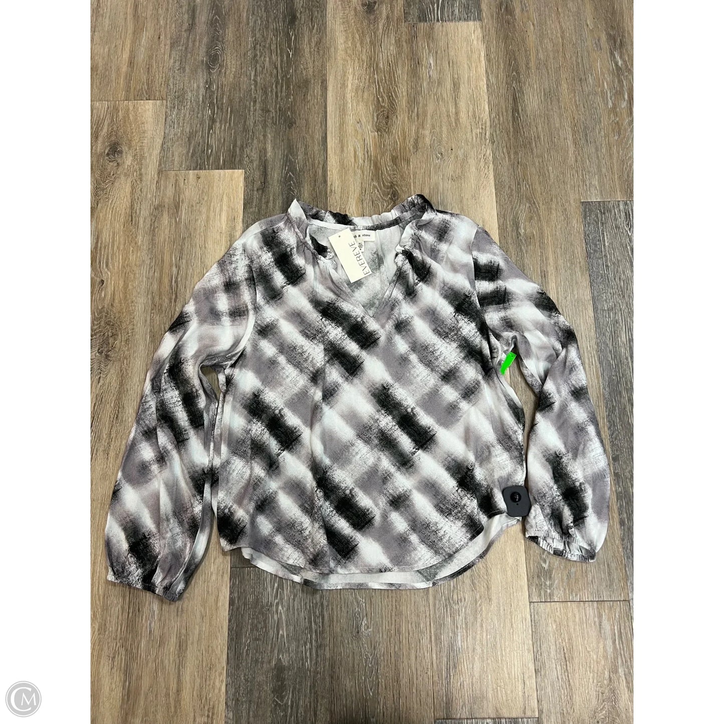 Blouse Long Sleeve By Cloth & Stone In Grey & White, Size: M