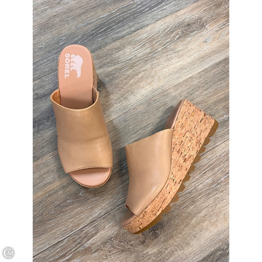 Sandals Heels Wedge By Sorel In Tan, Size: 8.5