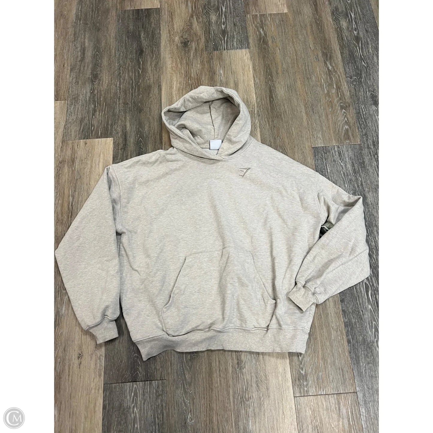 Athletic Sweatshirt Hoodie By Gym Shark In Cream, Size: S
