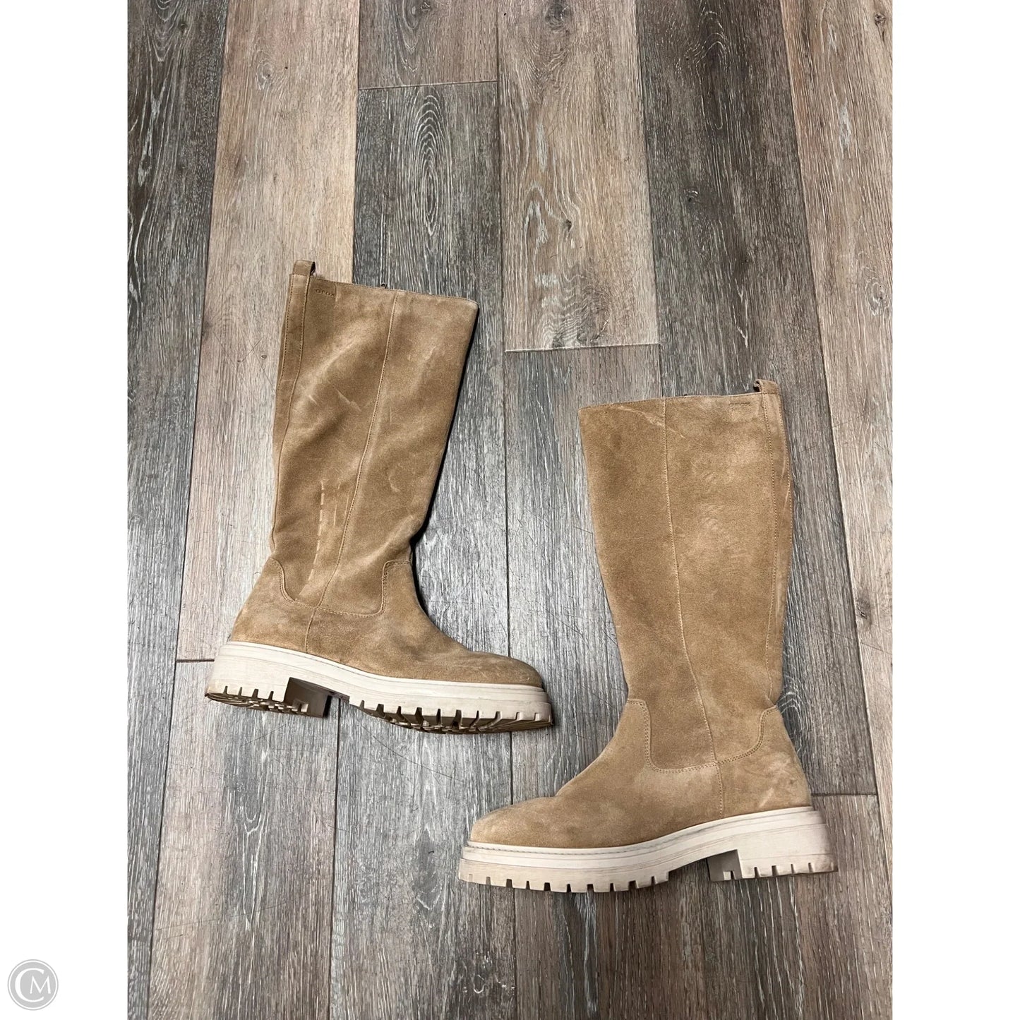 Boots Knee Heels By Geox Shoes In Tan, Size: 9