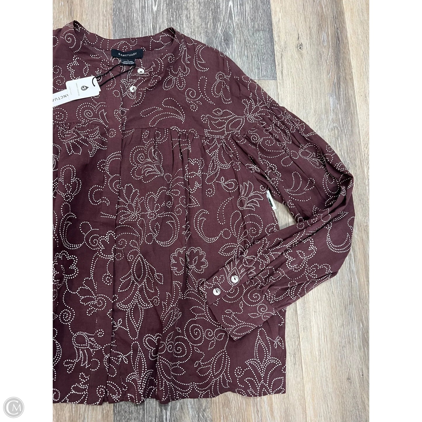 Blouse Long Sleeve By Sanctuary In Brown, Size: L