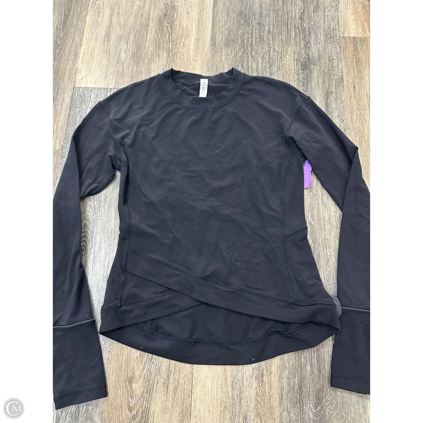Athletic Top Long Sleeve Collar By Lululemon In Black, Size: S