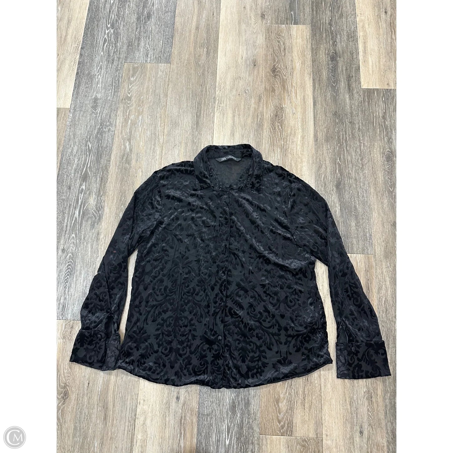 Blouse Long Sleeve By Zara In Black, Size: L