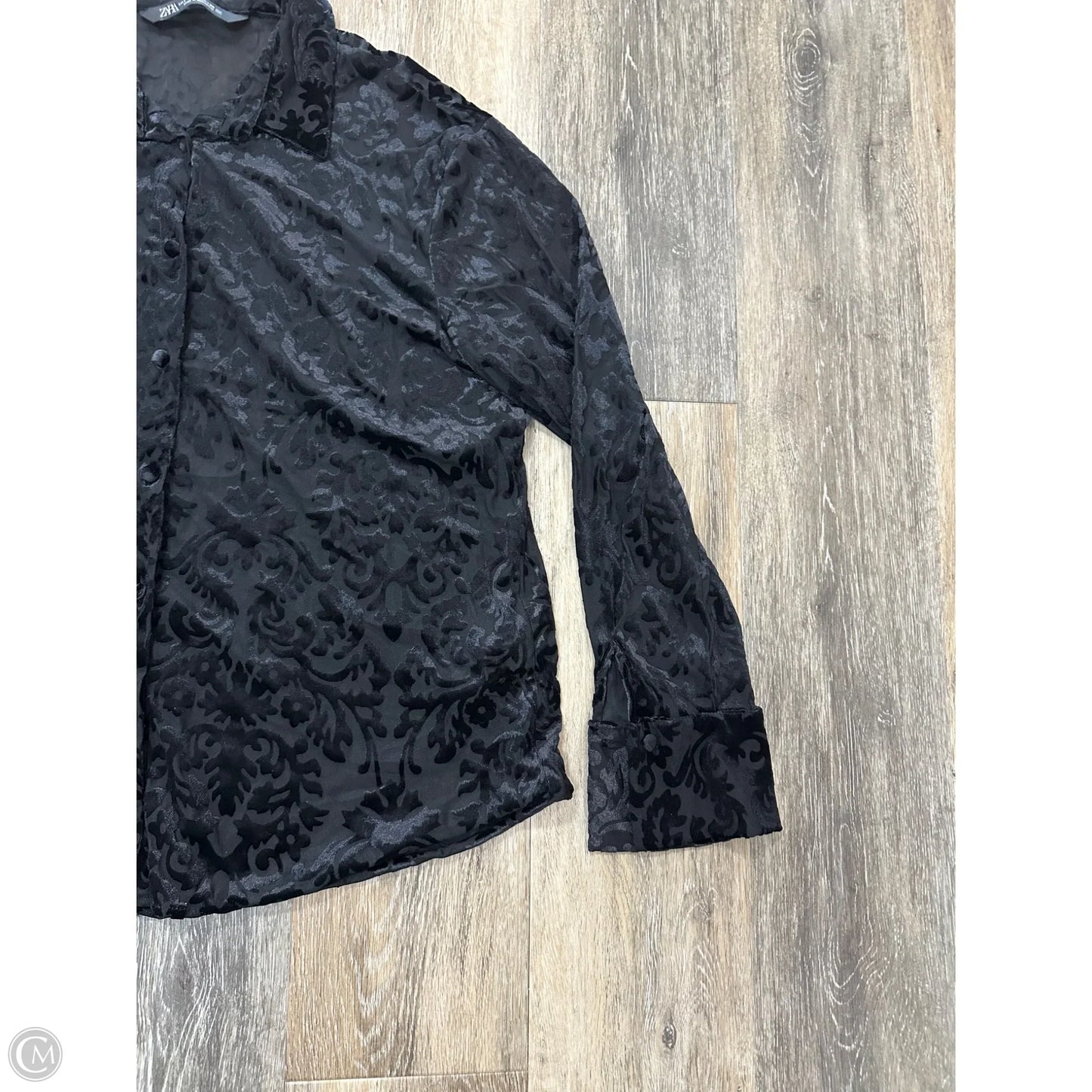 Blouse Long Sleeve By Zara In Black, Size: L