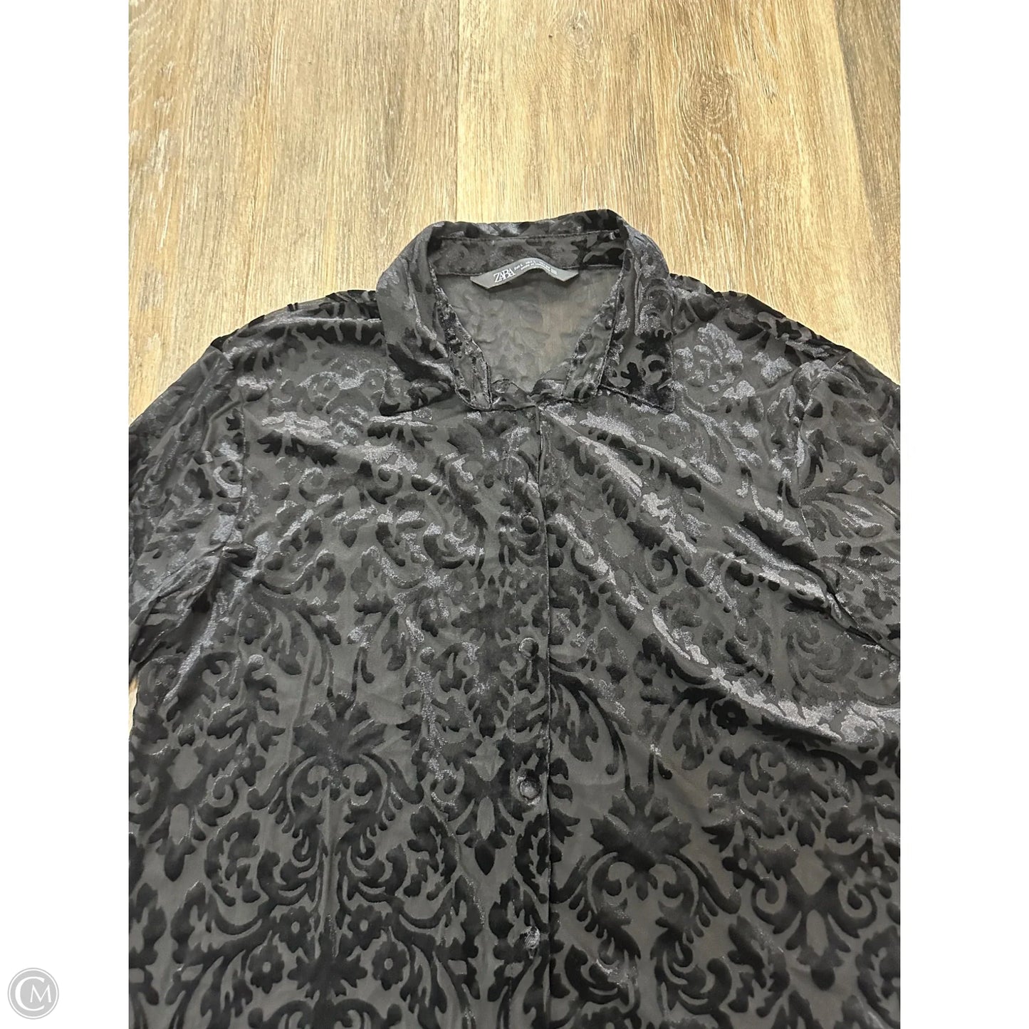 Blouse Long Sleeve By Zara In Black, Size: L