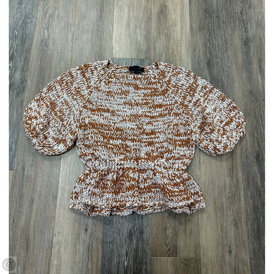 Sweater Short Sleeve By Zara In Brown & White, Size: S