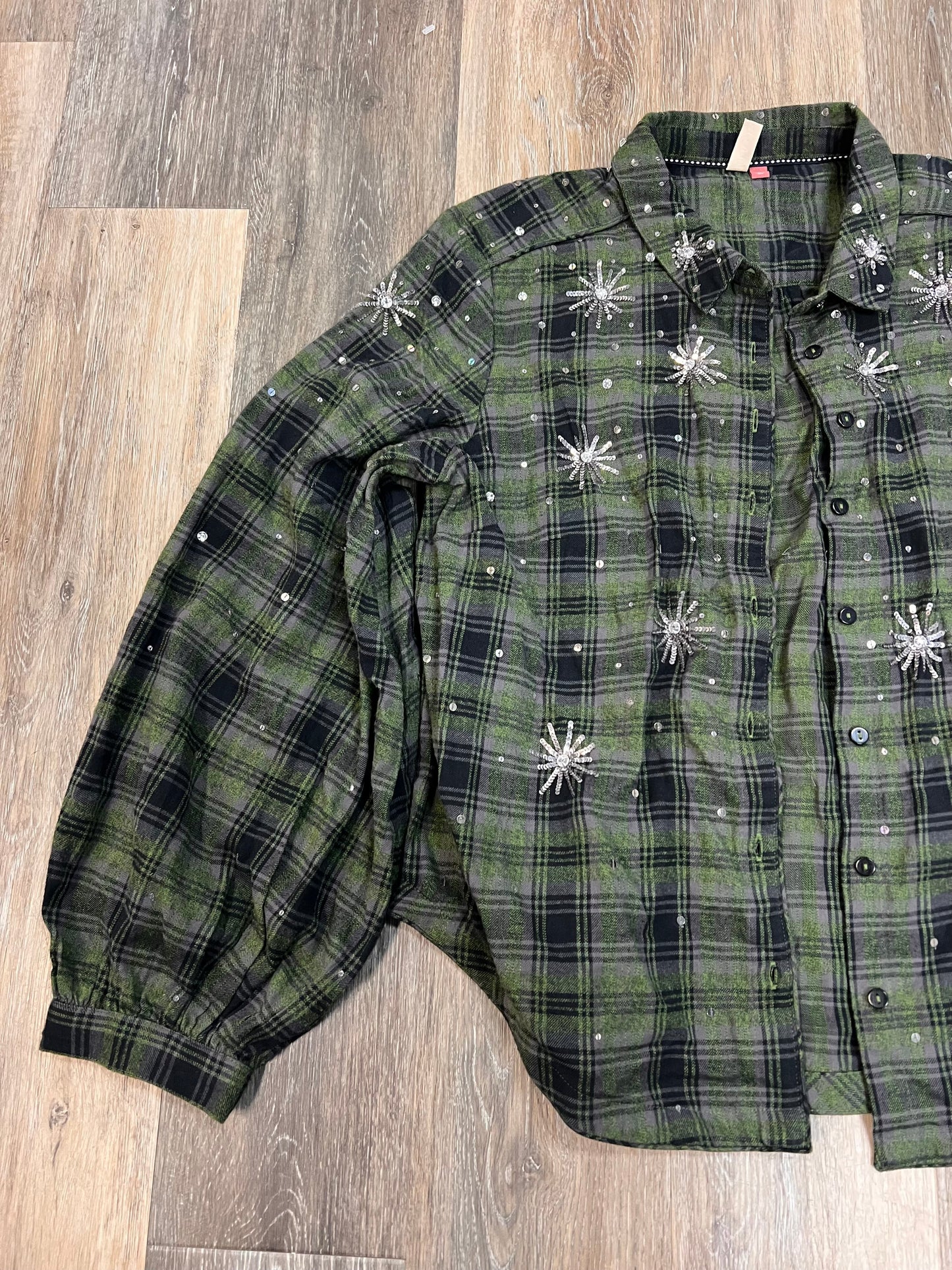 Blouse Long Sleeve By Pilcro In Green, Size: L