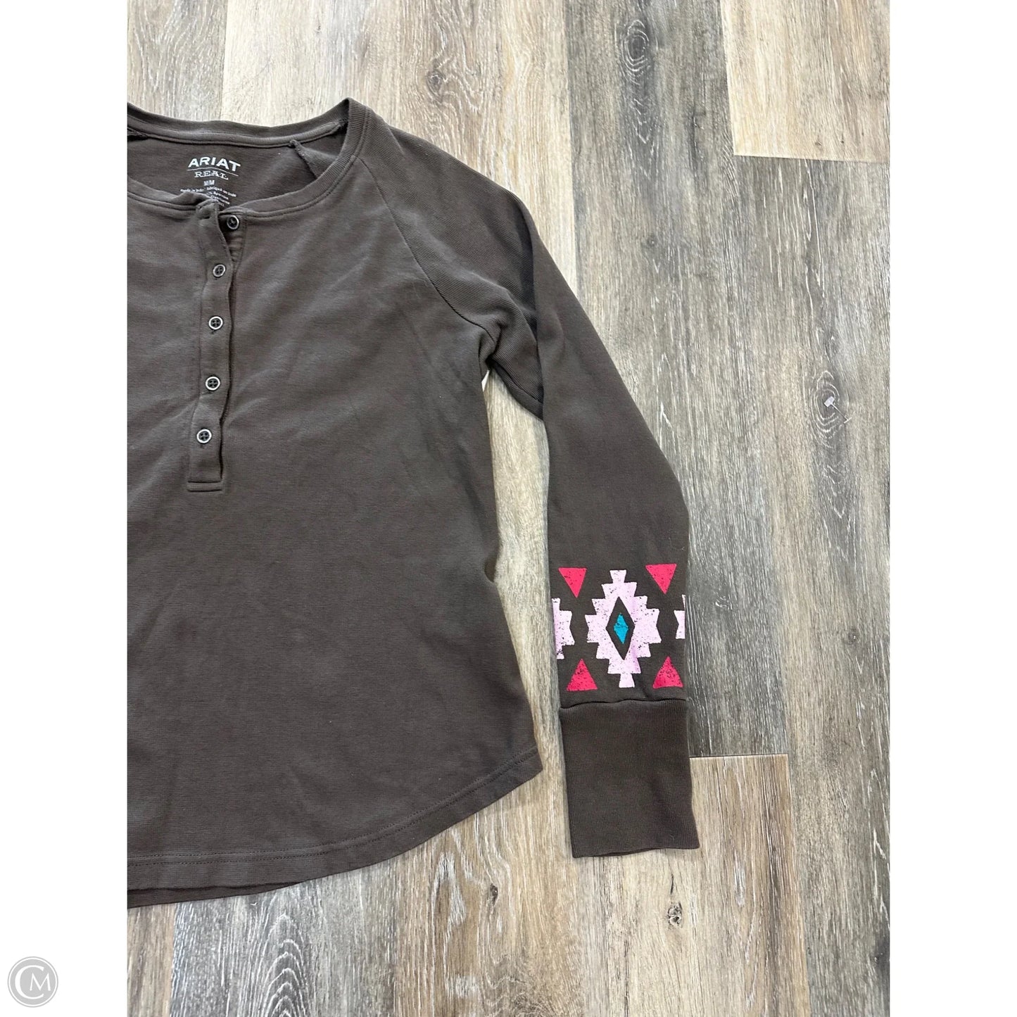 Top Long Sleeve By Ariat In Brown, Size: M