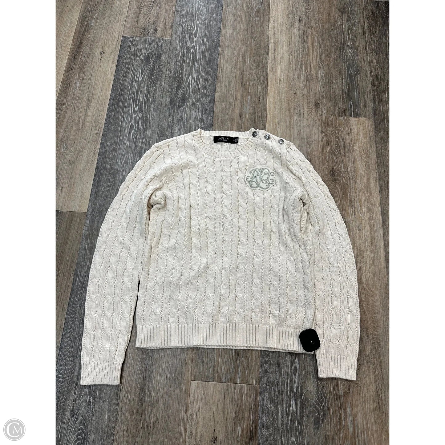 Sweater By Lauren By Ralph Lauren In Cream, Size: M