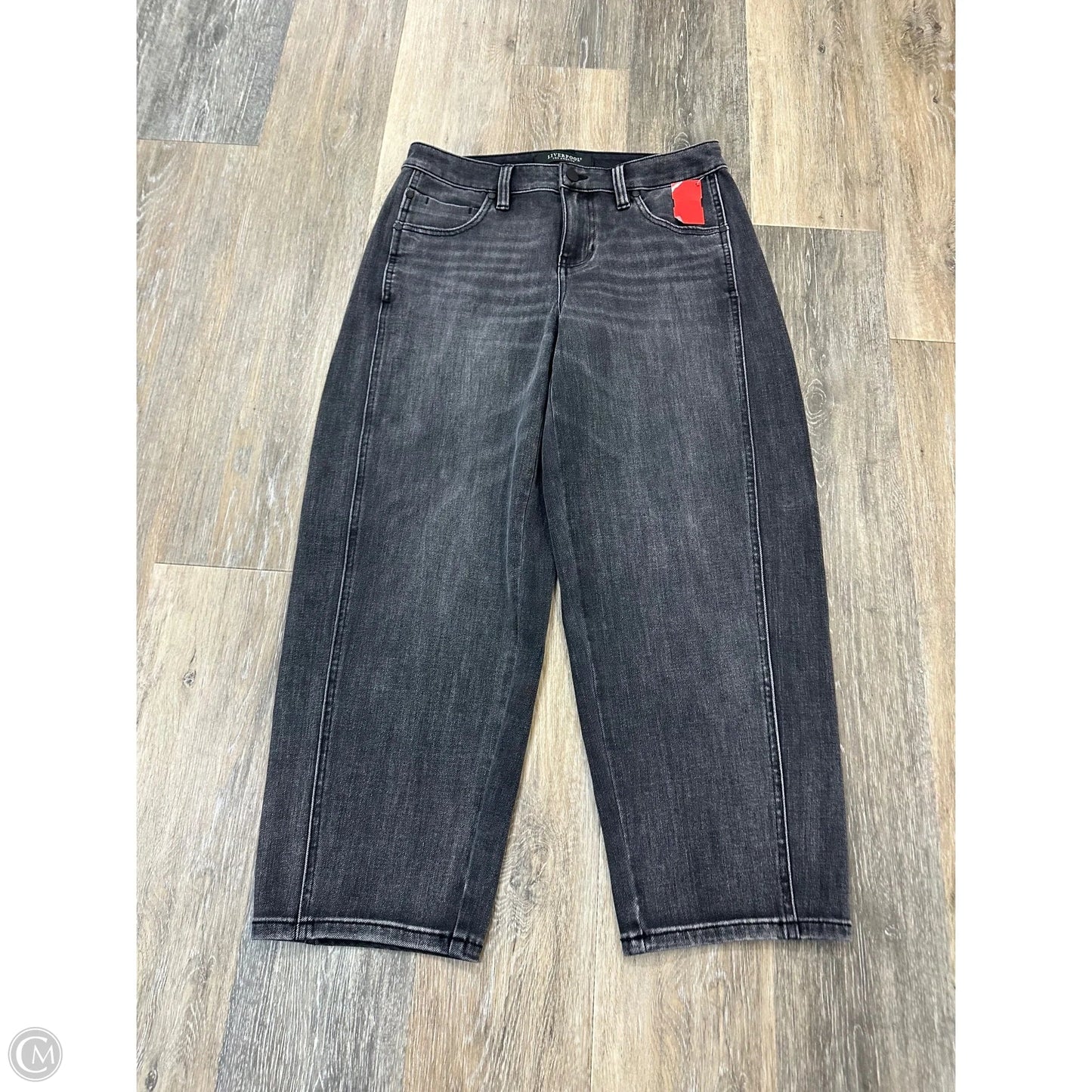 Jeans Straight By Liverpool In Grey Denim, Size: 4