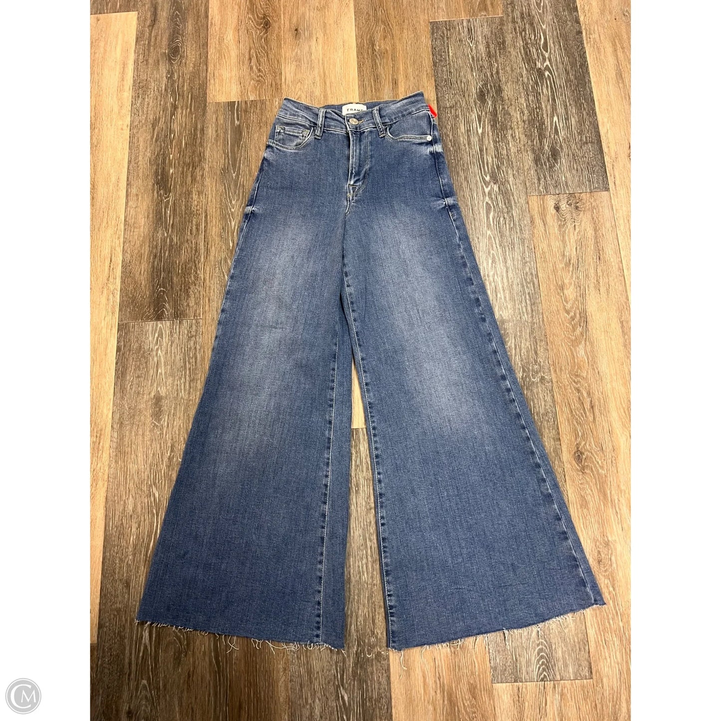 Jeans Wide Leg By Frame In Blue Denim, Size: 0