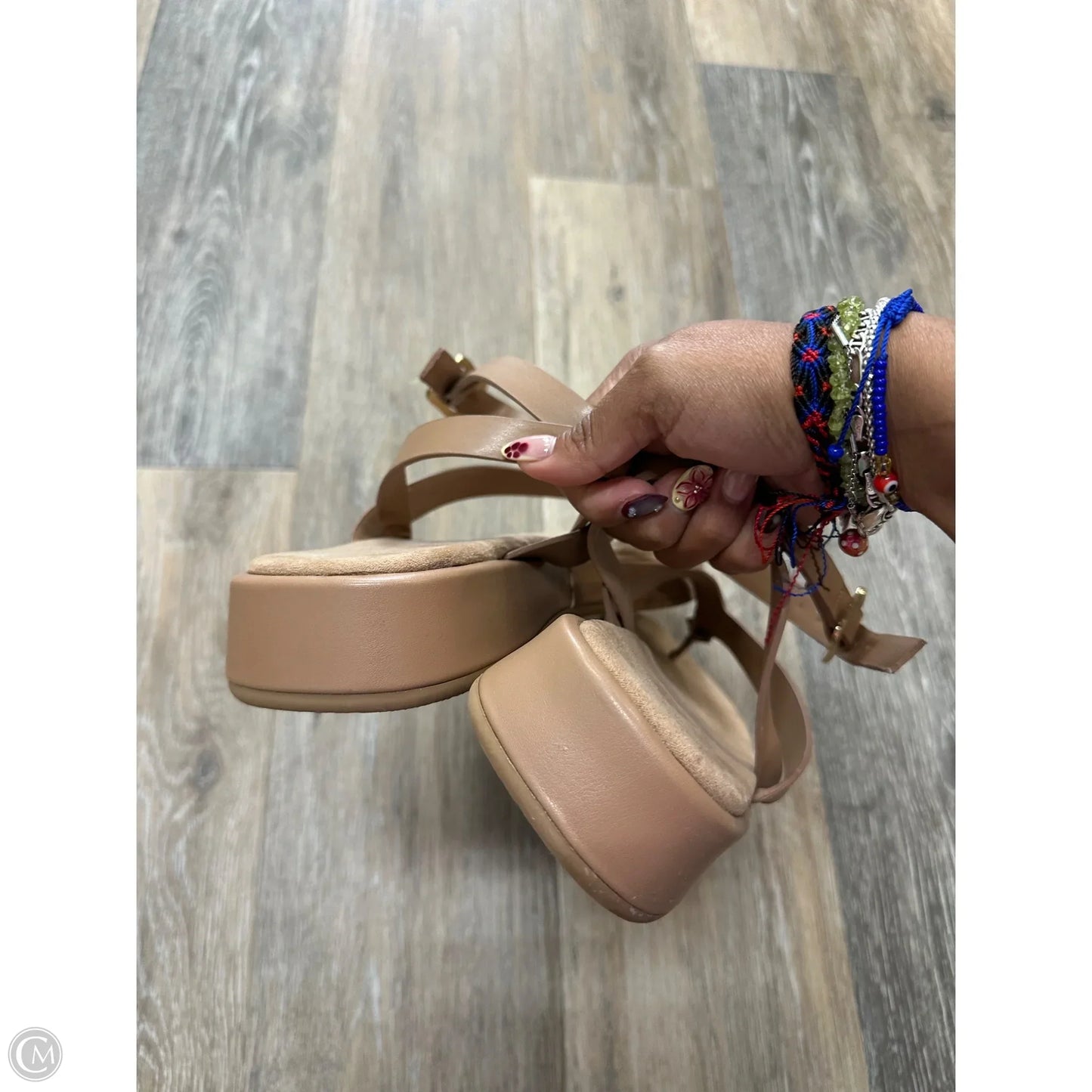 -Sandals Flip Flops By Mng In Tan, Size: 11