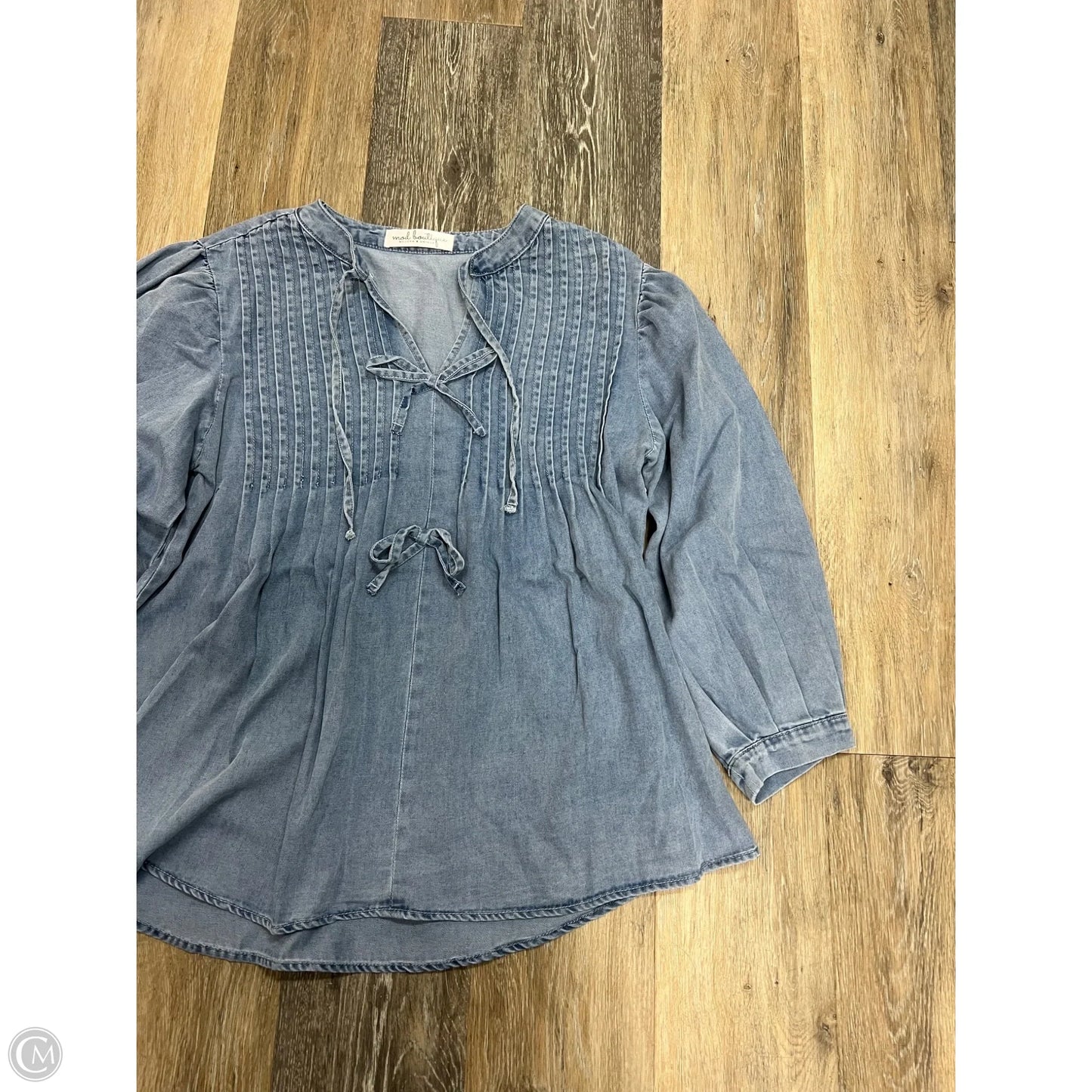 Blouse Long Sleeve By Mod In Blue, Size: M