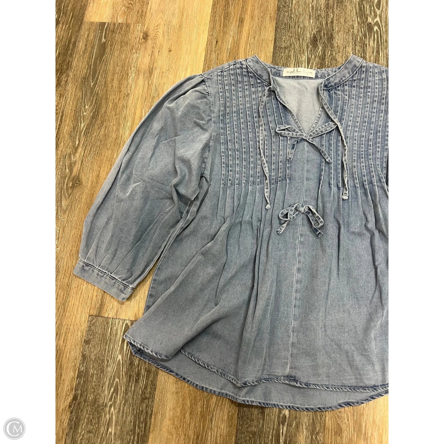 Blouse Long Sleeve By Mod In Blue, Size: M