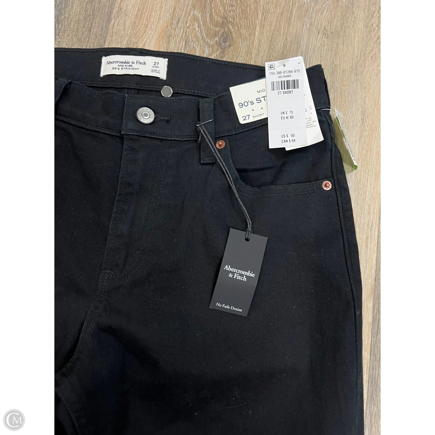 -Jeans Straight By Abercrombie And Fitch In Black Denim, Size: 4