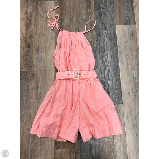 Romper Linen By Anthropologie Lusana In Pink, Size: 4
