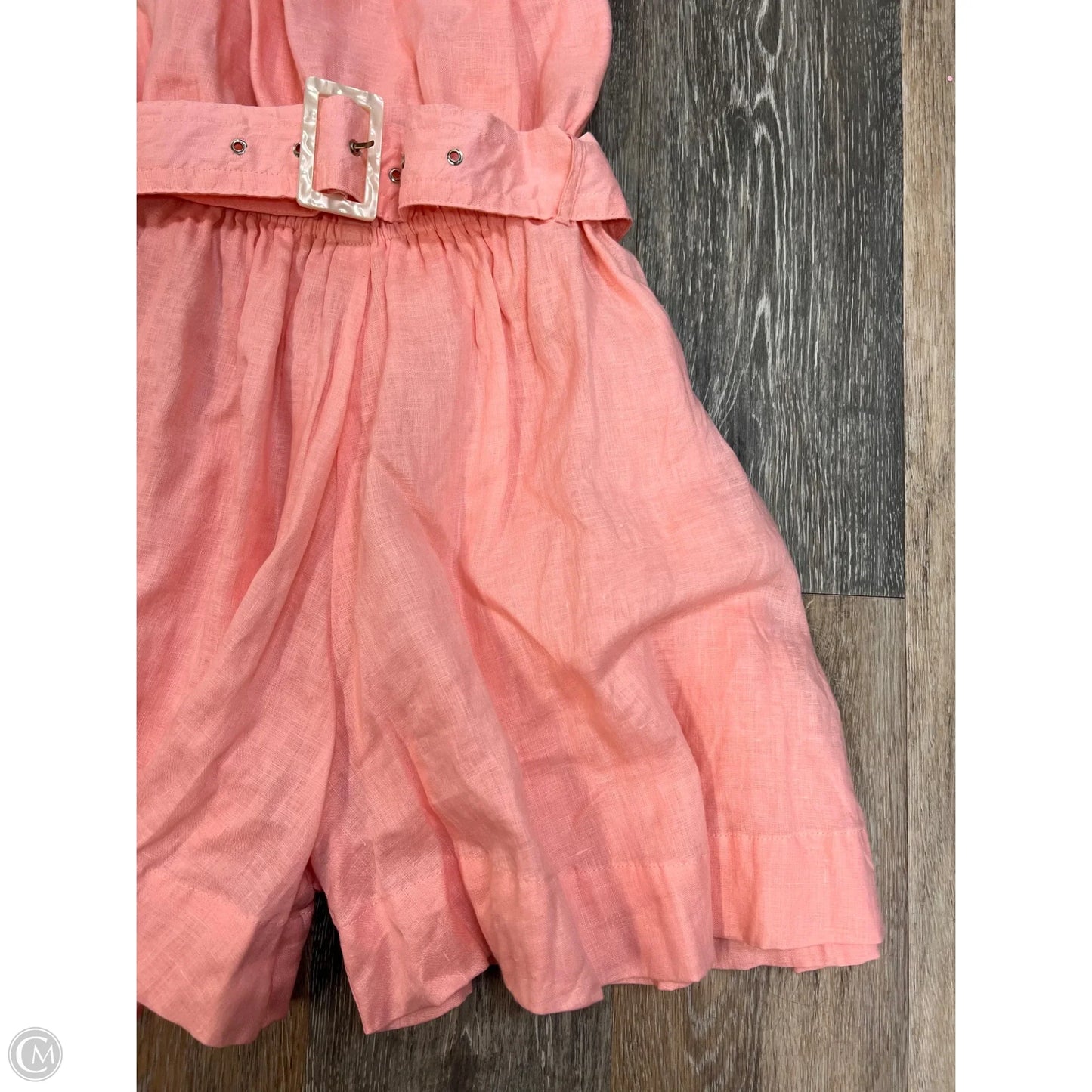 Romper Linen By Anthropologie Lusana In Pink, Size: 4