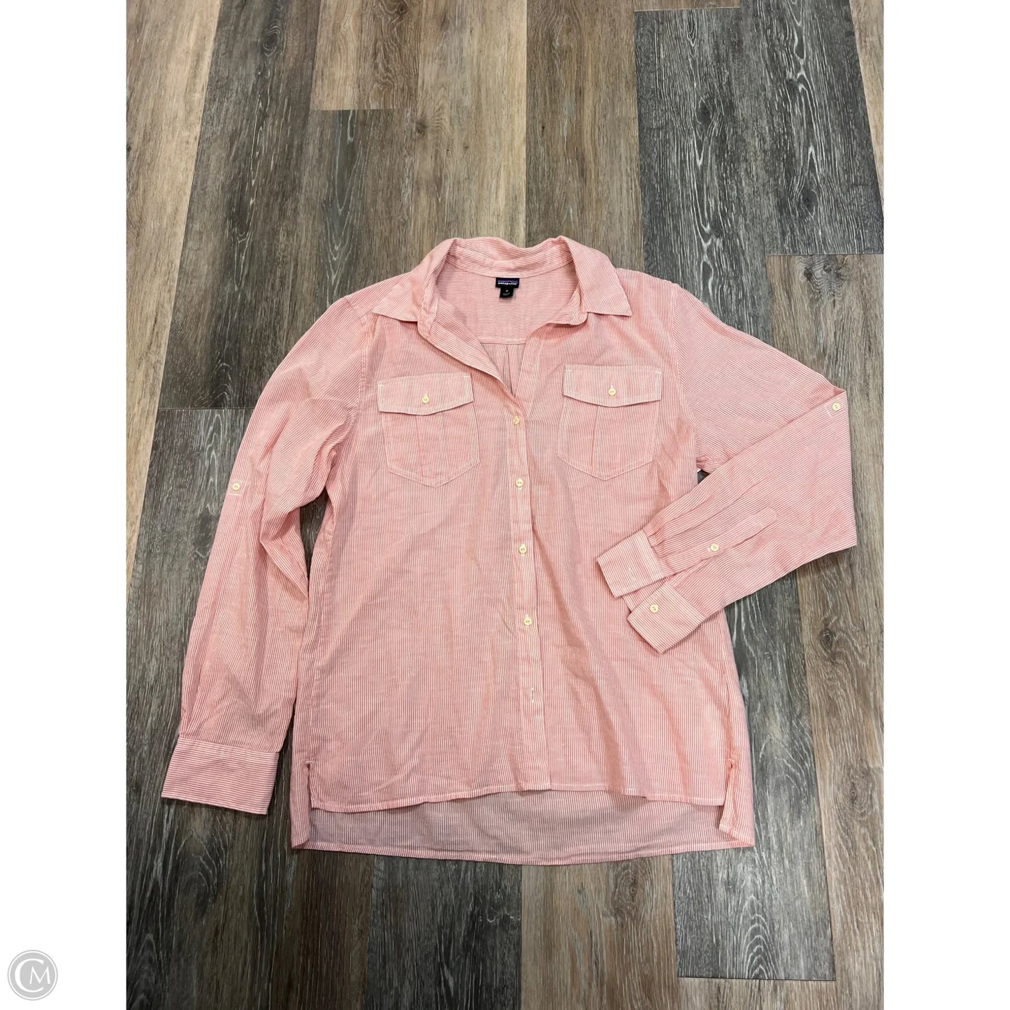 Blouse Long Sleeve By Patagonia In Striped Pattern, Size: M