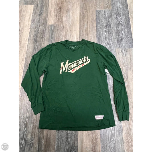*Athletic Top Long Sleeve By Mitchell and Ness In Green, Size: L