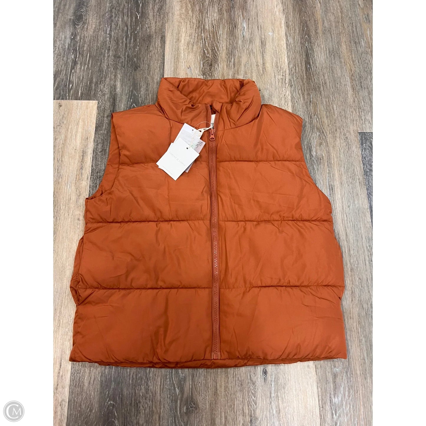 Vest Puffer & Quilted By Thread And Supply In Orange, Size: S